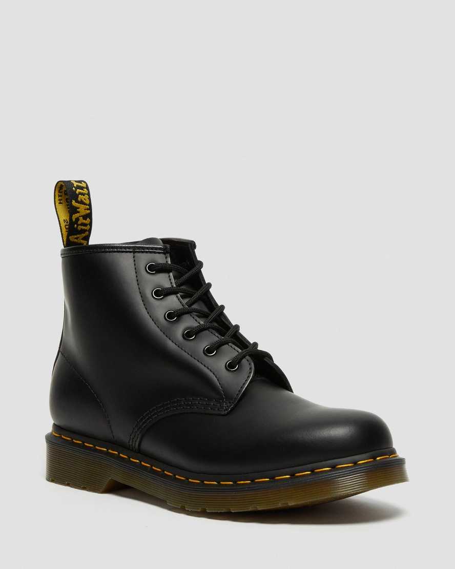 Dr. Martens 101 Yellow Stitch Smooth Deri Kadın Ayak Bileği Botları - Bot Siyah |DBYHO7129|